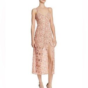 Sau Lee Celina Floral Lace Bustier Midi Dress Pale Pink size 4